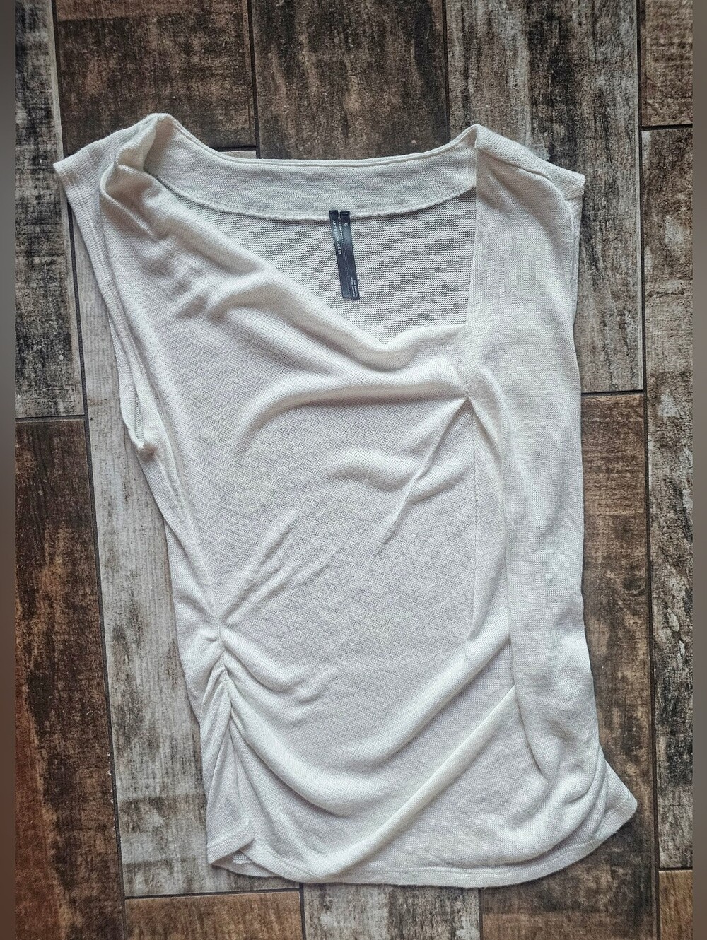 Anthropologie XS Ivory Asymmetrical Draped Cowl Neck Ruched Tank Top
